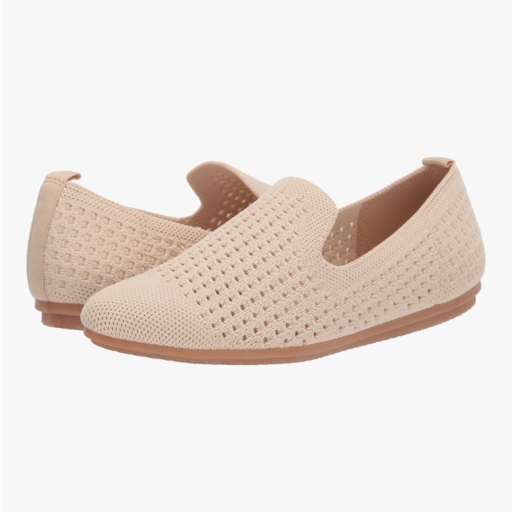Vince Camuto Knit Loafers Bone Beige 8.5W Wide Washable Comfort Travel Shoes